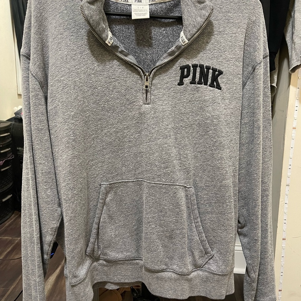 Pink Grey half zip sweatshirt